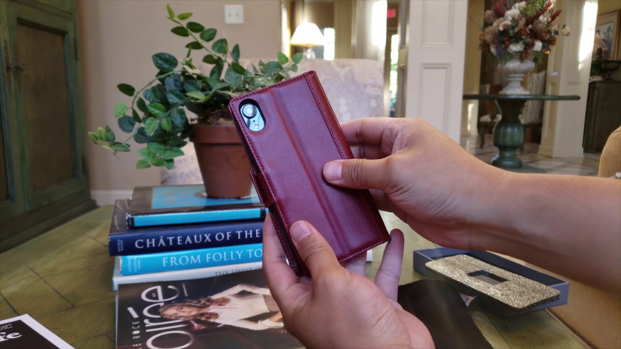 iPhone XR Full Grain Leather Wallet Case In Red
