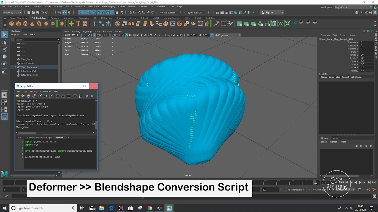 Mesh Deformer to Blendshapes Script (2018)