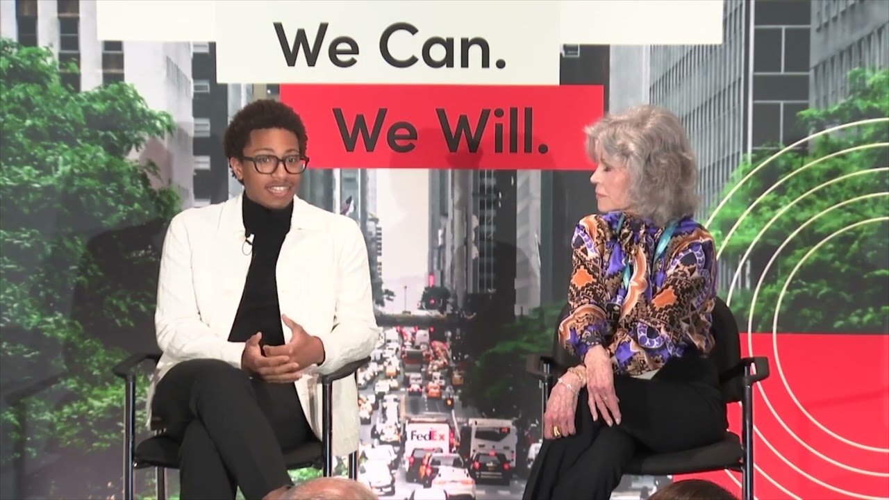 Jerome Foster II & Jane Fonda at New York Climate Week alongside Sophia Kianni