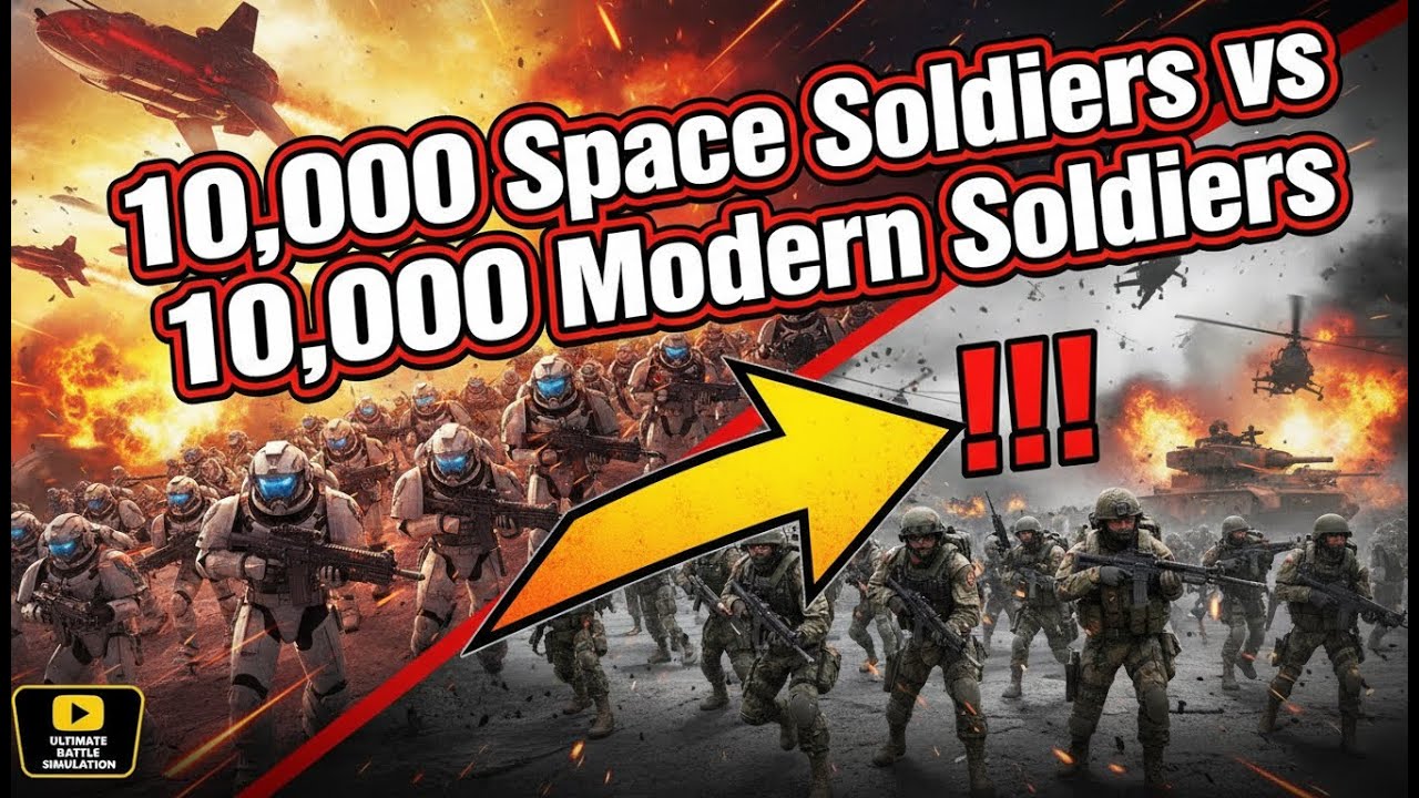 10 000 космических солдат против 10 000 современных солдат — футуристическая война в UEBS!