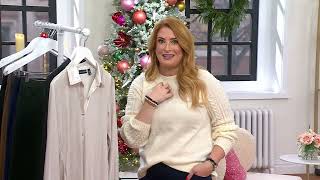 Susan Graver Occasions Liquid Shimmer Knit Button Front Shirt on QVC