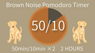 50/10 Pomodoro Timer with Brown Noise 🐶 2-Hour Study with Me for Focus & ADHD