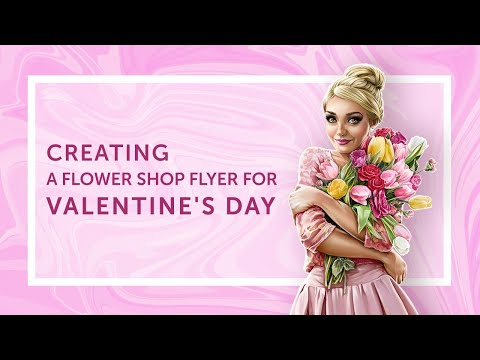 Creating a flower shop flyer for  Valentine's Day (Liquid Paint Marbling Effect in Photoshop)