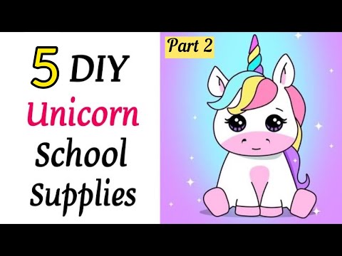 DIY Unicorn paper craft / How to make unicorn school supplies