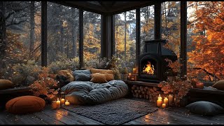 Experience the cozy  atmosphere of a fireplace, surrounded by the sights and sounds of autumn