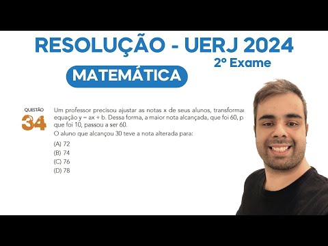 UERJ 2024 - Um professor precisou ajustar as notas x de seus alunos, transformando-as em y, por meio