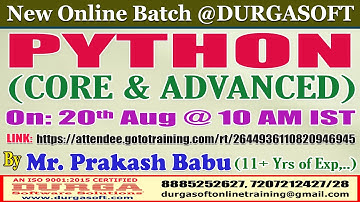 PYTHON (CORE & ADVANCED) Online Training @ DURGASOFT
