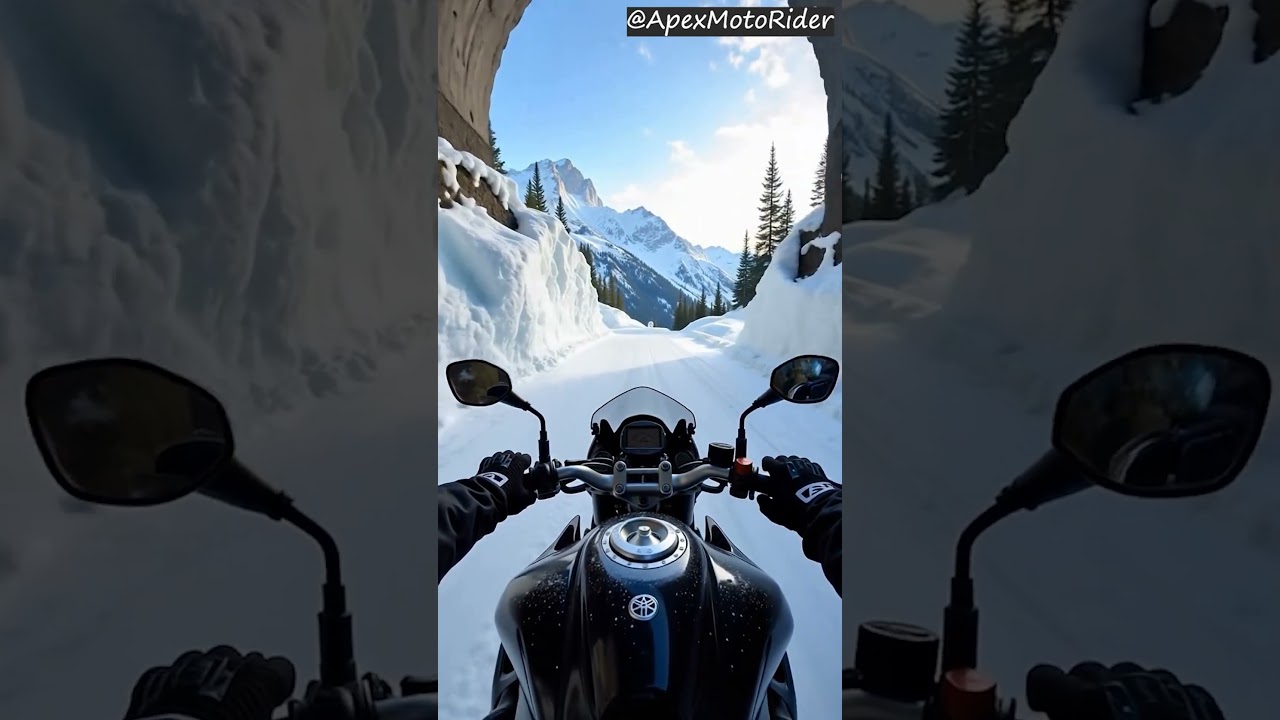 Swiss Alps Snow Tunnel POV 🏍️ | Yamaha MT-09 Tracer in 8K 