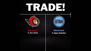 Jan Jenik For Egor Sokolov, One-For-One Trade! #nhl #shorts