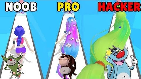 NOOB vs PRO vs HACKER 😱 in Hair Rush | Oggy jack Bob Game Video Funny Gameplay GAME STaR PKS