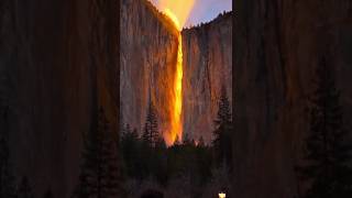 Yosemite waterfall looks like fire #yosemite #yosemitepark #nature #naturelovers #shortvideo #shorts