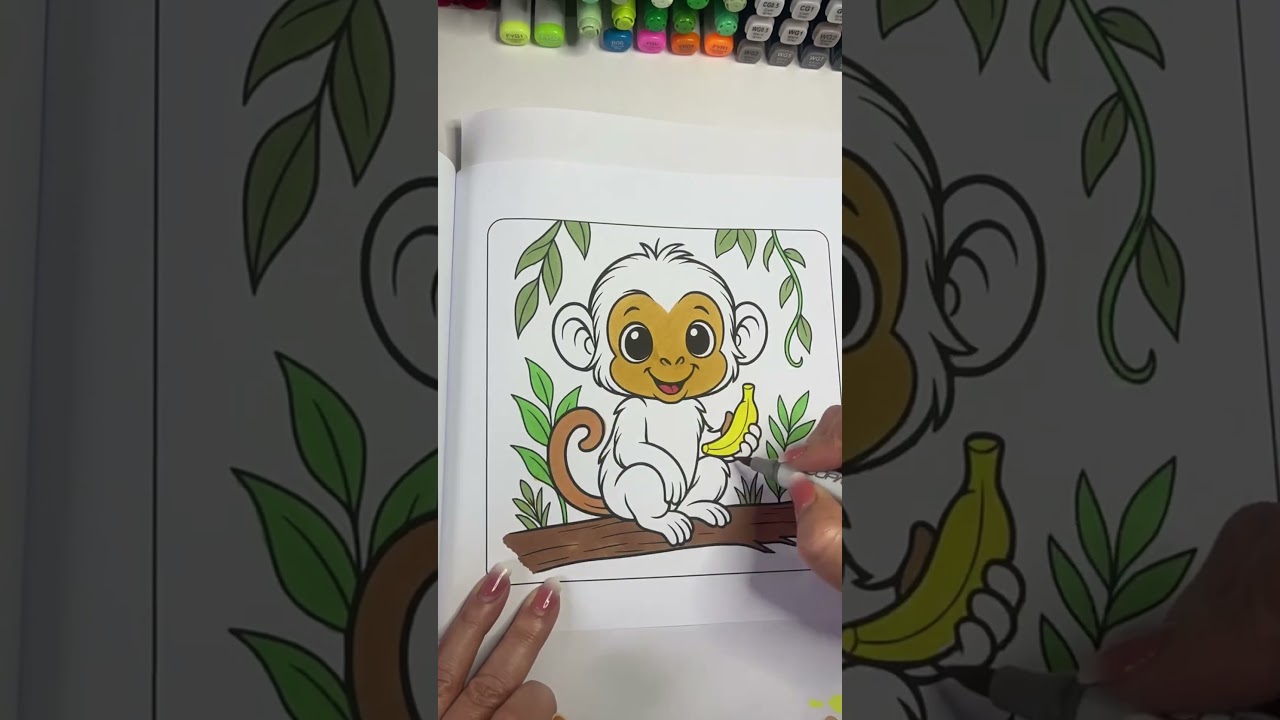 Coloring a Gentle Monkey Page | Soft & Relaxing Marker Coloring