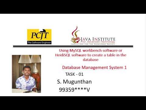 DBMS/Task - 01/Using MySQL Workbench Software or HediSQL Software to create a table in the database.