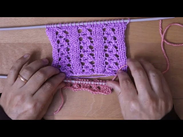How to knit Lace Stitch .... تريكو .... اجور class=