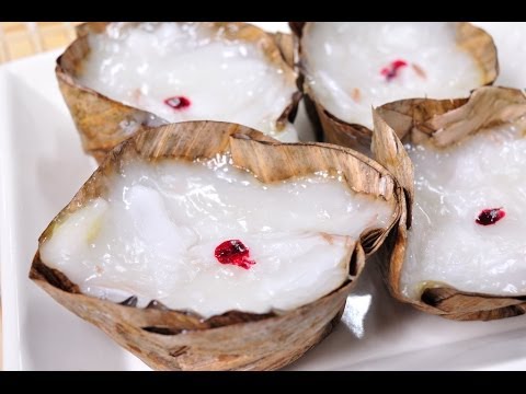Thai Dessert - Sweet Coconut Basket (Kanom Jeng Ma Prao Aon)