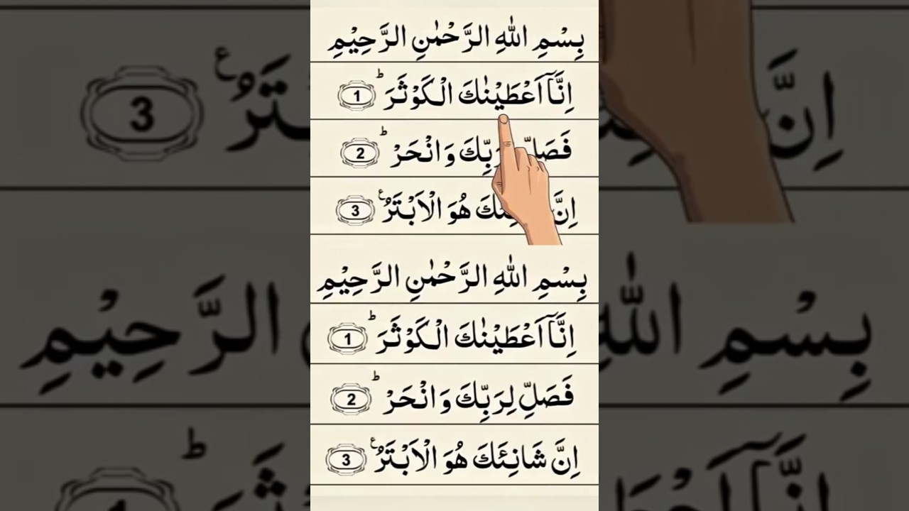 Surah Al-Kawthar With Finger Tracking Quran Text 