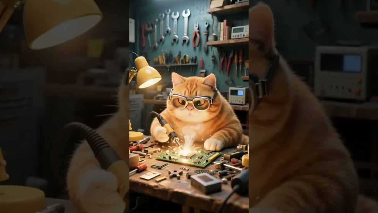 A smart cat created a robot 