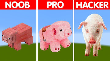 NOOB vs PRO vs HACKER Minecraft Pixel art – Pig