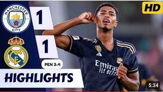 Man City vs Real Madrid (1-1) Extended Highlights \& Penalty Shootout | Champions League 2023\/24\/