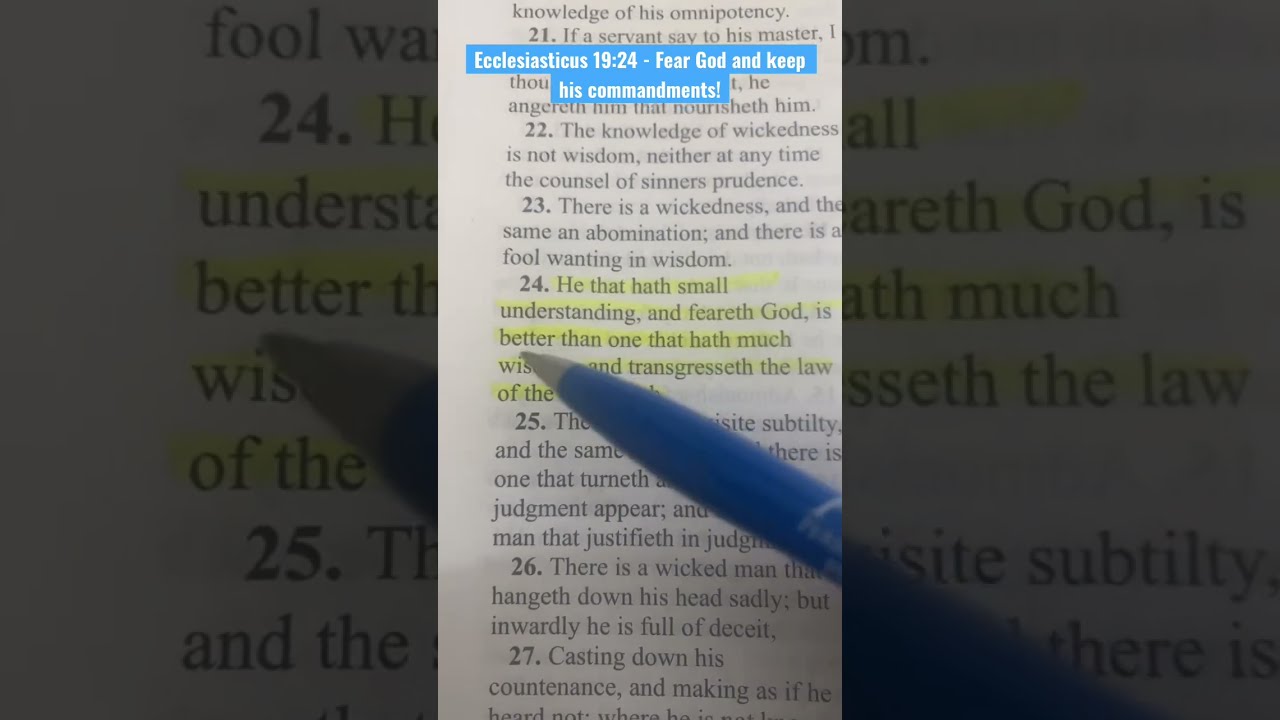 Fear God Ecclesiasticus 19 24