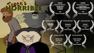 Halloween Cartoon: "Three's Horrible" - Dracula, Wolf-Man & Frankenstein's monster fight