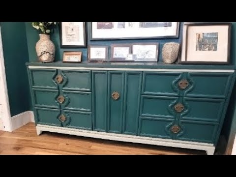 Bamboo Dresser Makeover and Base Repair, Green.