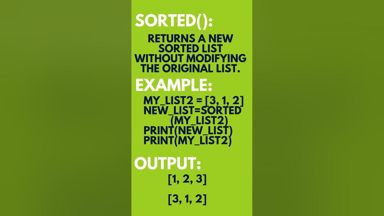 Difference between Sort and Sorted in Python #pythonprogramming - YouTube