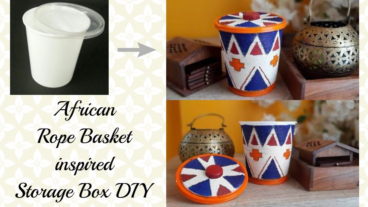 African rope basket inspired storage box diy | reuse plastic food container | CraftyPuppet