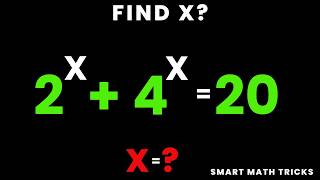 Solve 2^x + 4^x = 20 in Under 5 Minutes | Exponential Equation Trick