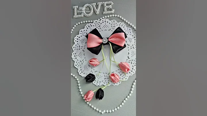 DIY Black & Pink Ribbon Bow 🎀 Handmade Hair Clip Tutorial #shortsviral #shorts #diy  #ribboncrafts