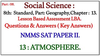 8th LBA SS 13 Atmosphere. Lesson Based Assessment Questions and Answers. Nmms SAT Paper II.