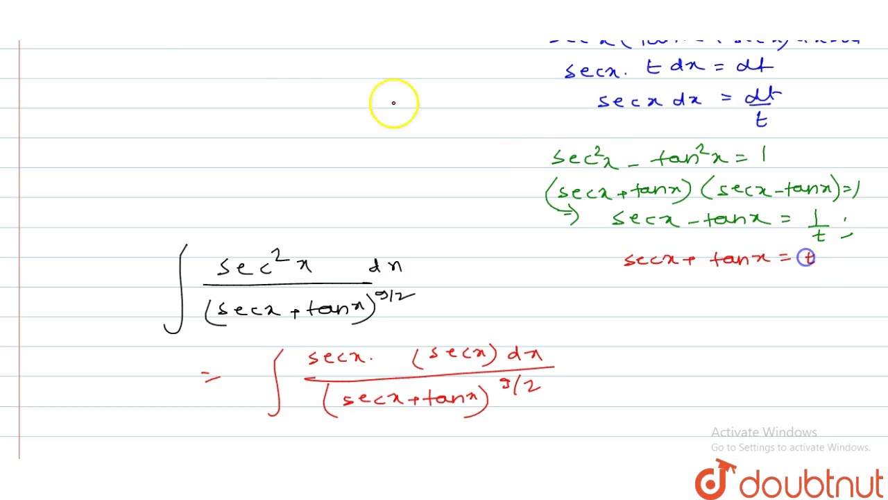 The integral `int (sec^2x)/(secx+tanx)^(9/2)dx` equals to