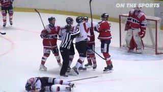 HIT | Raymond SAWADA | 2016. 1. 28 | Oji Eagles - Daemyung Sangmu | Asia League Ice Hockey 2015-2016