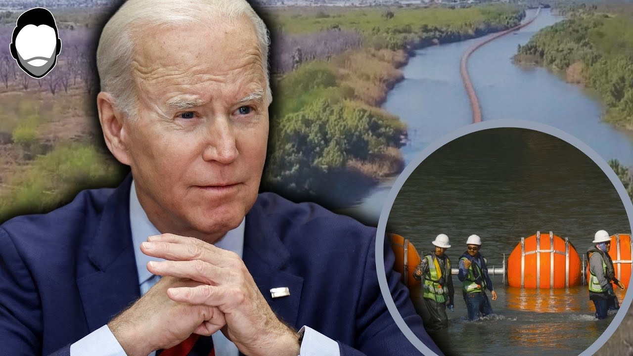 Biden SUES Texas to Remove Floating Border Barrier - YouTube