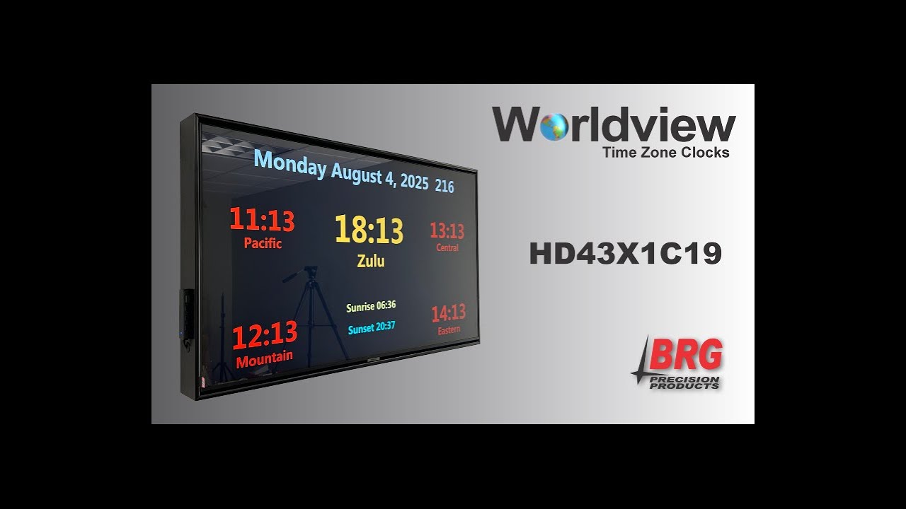 HD43X1C19 Worldview Time Zone Clock by BRG Precision Products