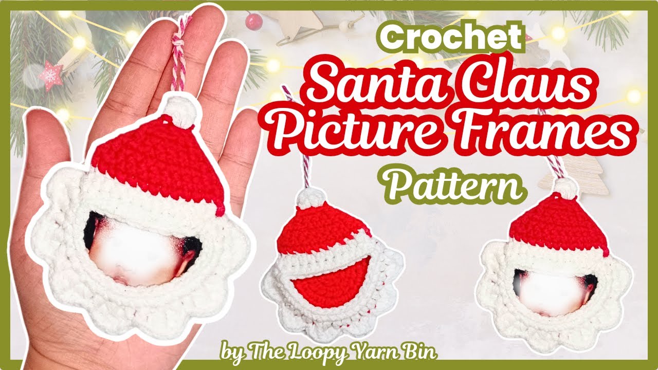 Crochet Santa Frame - DIY Christmas Decoration -  Crochet Santa Claus Frame