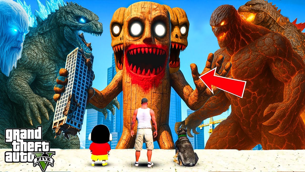 GTA V : Franklin & ShinChan⚡Escape From Ghost Tung Tung Tung Shaur VS Lava Titans GTA 5 In Telugu