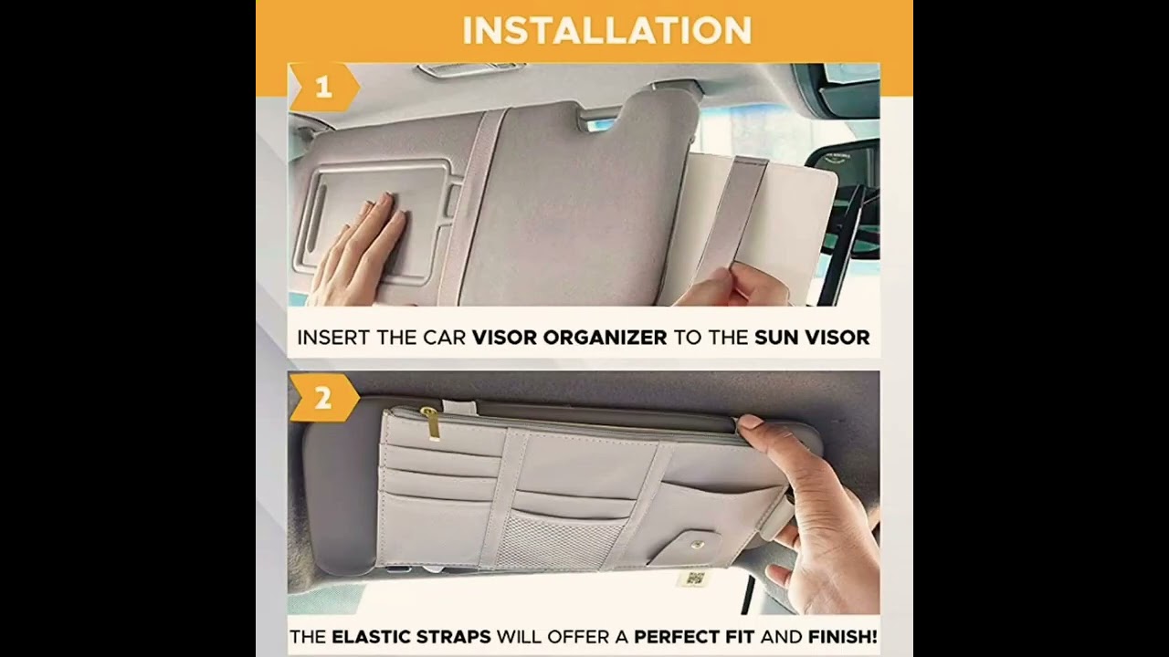 PU Leather Multi-Function Car Space Sun Visor Organizer Hanging Phone Storage Pouch Holder