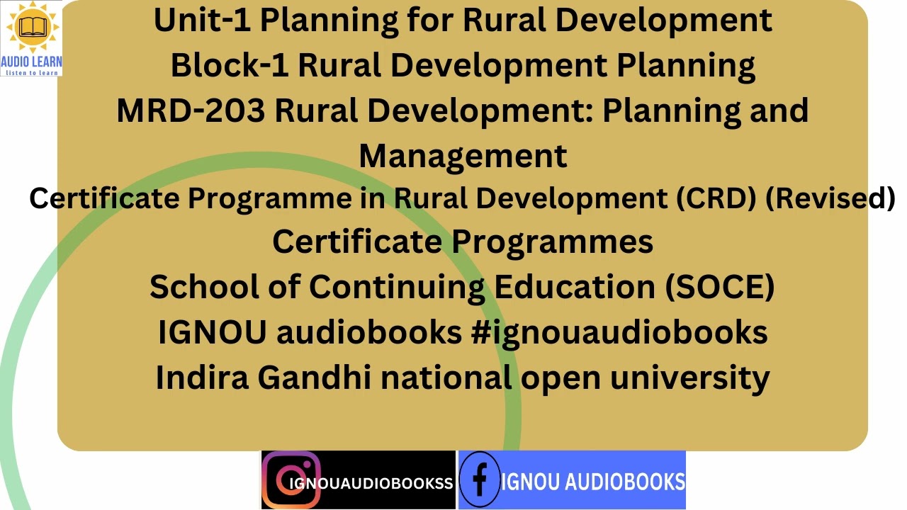 Unit-1 Planning for Rural Development Block-1 MRD 203 CRD SOCE 