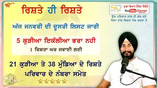 Download Lagu 21 ਕੁੜੀਆ ਪਰਿਵਾਰ ਦੇ ਨੰਬਰਾ ਸਮੇਤ 59 ਰਿਸ਼ਤੇ ਡਾਇਰੈਕਟ ਗੱਲ ਕਰੋ | Sada Viah 2026 New rishte hi rishte