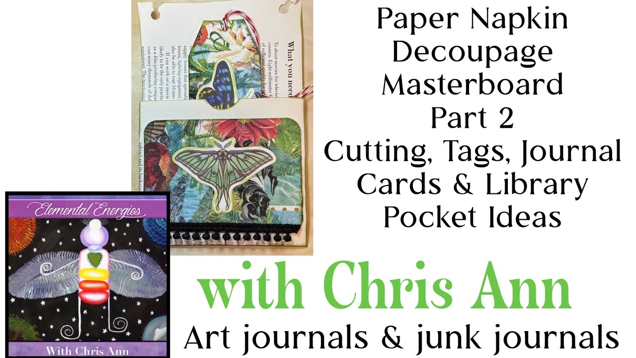 Paper Napkin Decoupage Masterboard | Part 2: Cutting, Tags, Journal Cards & Library Pocket Ideas