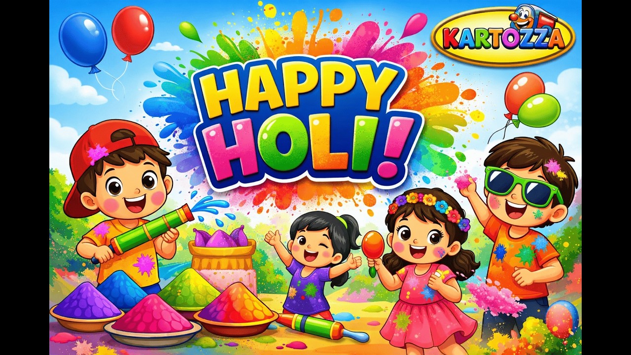 Holi Aai Holi Aai 🌈 Kids Holi Song | Hindi Rhymes for Children | KARTOZZA #kids #holyspirit