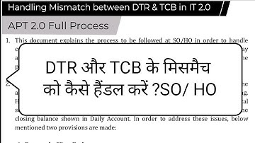 APT 2.O How to handle DTR & TCB mismatch 😢 SO / HO SOP Full Process & Information #indiapost