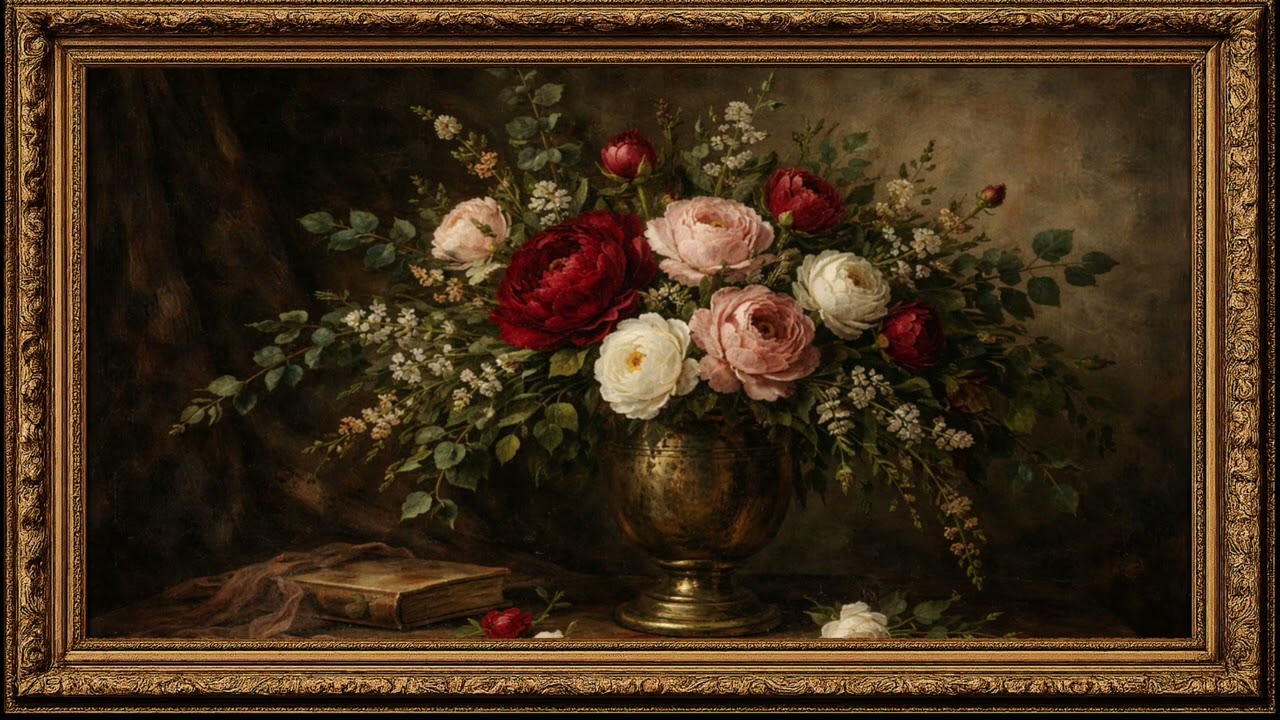 Frame TV Art: Floral Frame Art•Vintage Still Life Background•Floral Background for TV