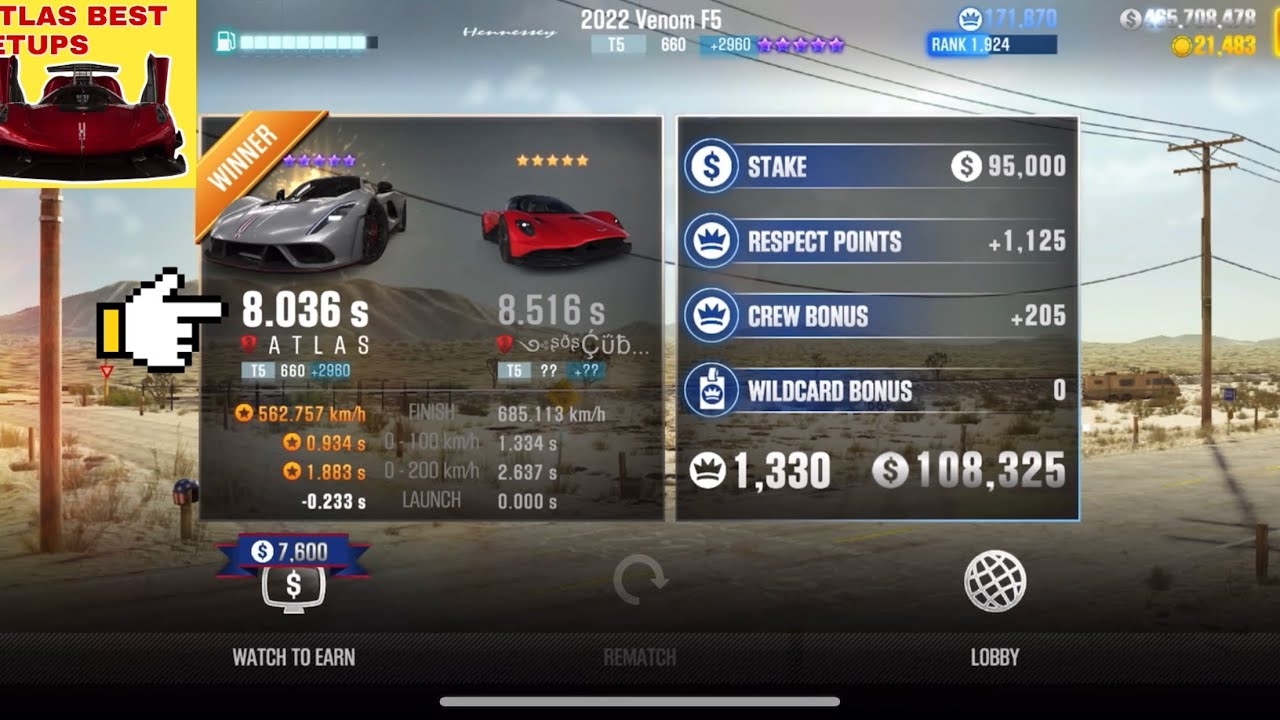 Csr2/HENNESSY 2022 VENOM F5/8…in 8.6 lobby/MY BEST SETUP EVER FOR 8.6 LOBBY 🛩🛩🛩🙀🙀🙀