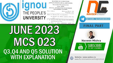 MCS23(DBMS) June2023 FINAL PART Q3,Q4,Q5 answers in Hindi #ignouexams #ignoubca #ignouquestionpaper