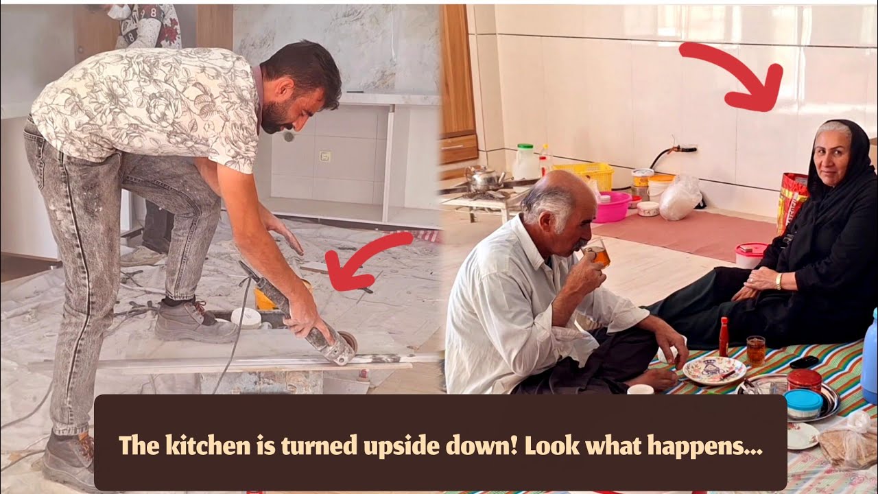 🔨The kitchen is covered in dust and rubble ; the stonemasons get to work!😍