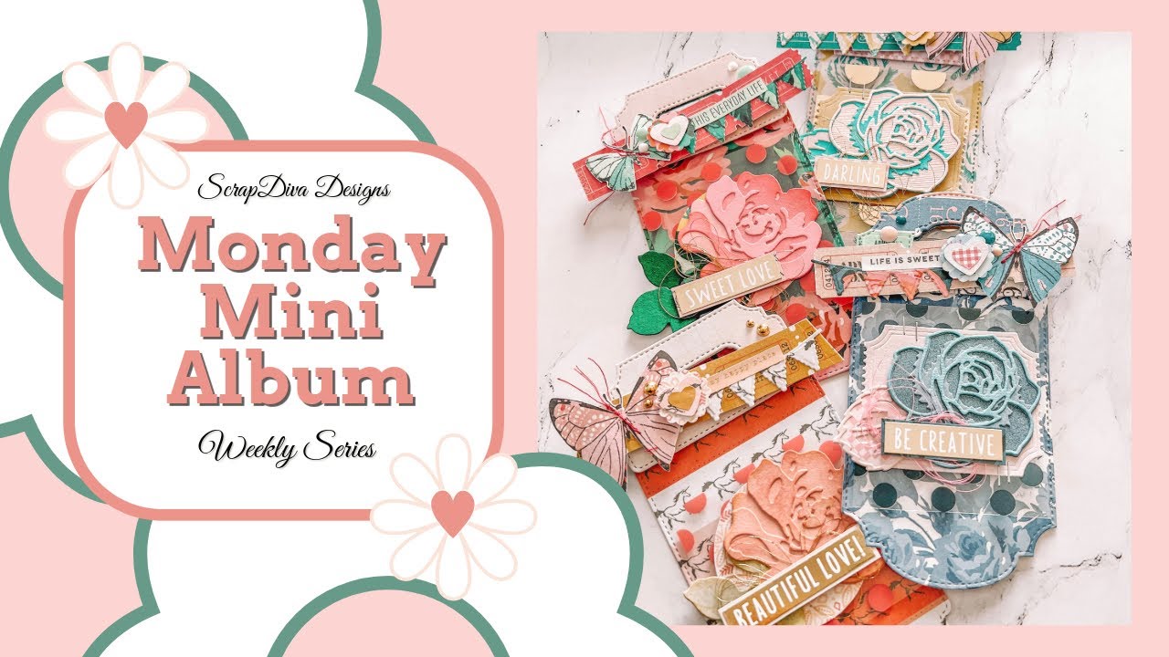 Мини-альбом Monday Mini Album - Floral Tag Flip с набором длинных этикеток от @ScrapDiva29.