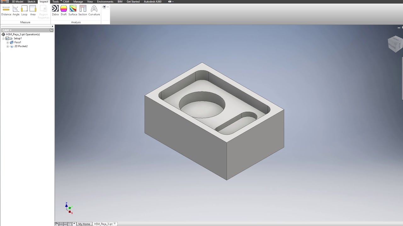 Tutorial HSM Inventor 2016 - 7 - 2D Pocket - YouTube