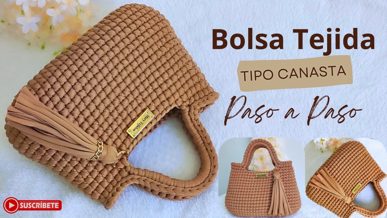 🔥Ух ты! Красивая ПЛЕТЁНАЯ СУМКА // Тип корзины // ОБРАТНЫЙ одинарный стежок | Легко (ШАГ ЗА ШАГОМ)